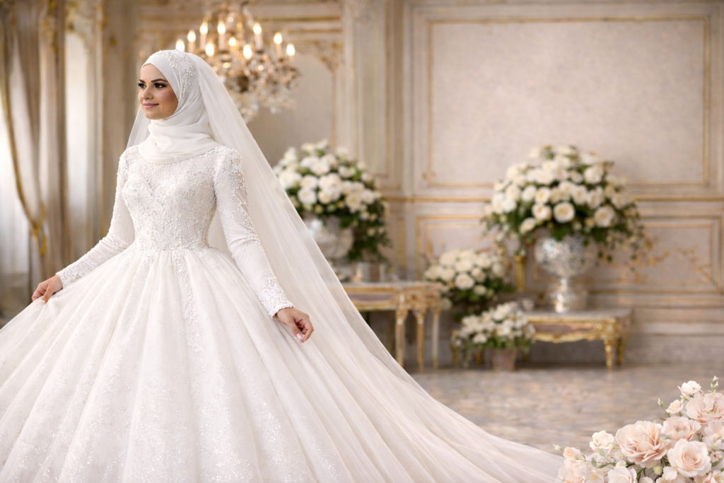 Mariée en robe de princesse élégante